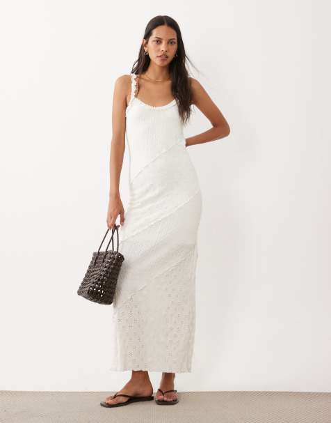 Miss Selfridge textured cami maxi dress in cream - view 1