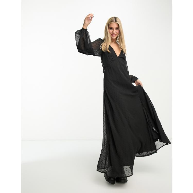 Black chiffon 2025 maxi dress