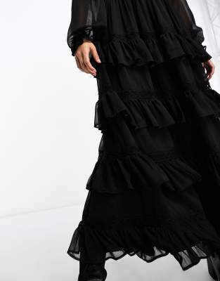 スーツ・フォーマル・ドレス maison celon frilly tiered dress / black frilly tiered dress – célon