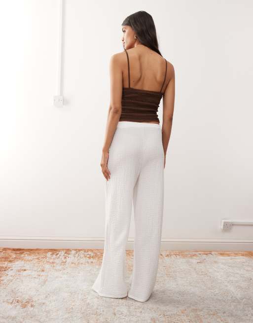 Miss Selfridge textured jersey straight leg pants in ecru - part of a set, 2 of 5