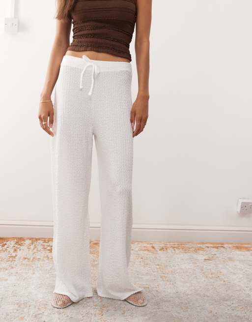 Miss Selfridge textured jersey straight leg pants in ecru - part of a set, 3 of 5