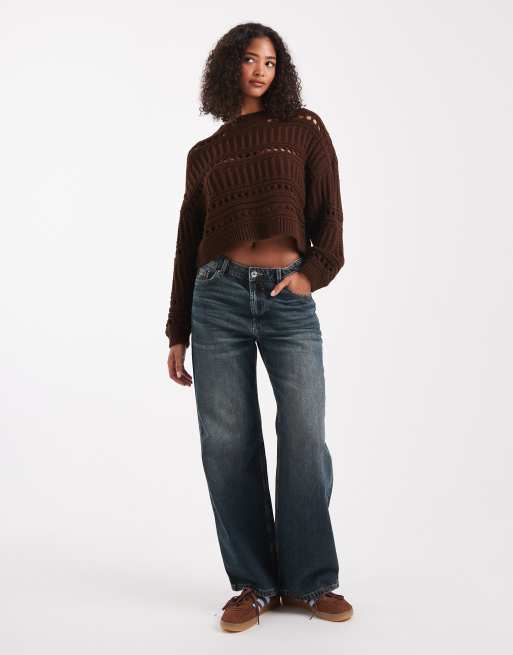 Miss Selfridge textured jumper in chocolate, 3 of 4