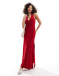 Miss Selfridge textured maxi dress in red