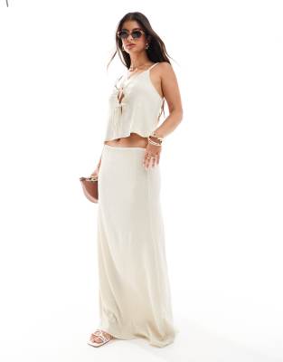 Miss Selfridge textured maxi skirt in stone Sale