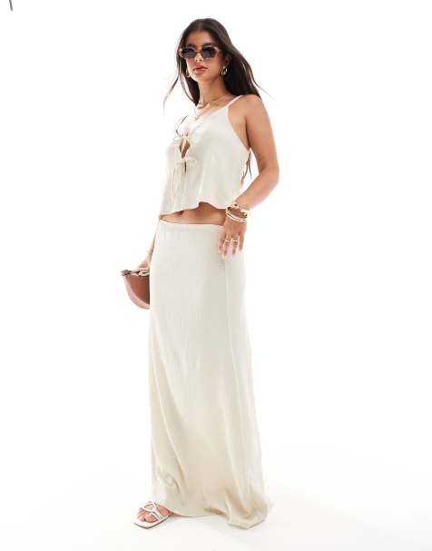 Miss Selfridge textured maxi skirt in stone - view 1