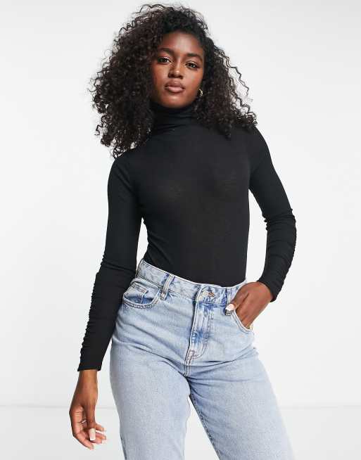 Miss Selfridge v-neck bodysuit in black