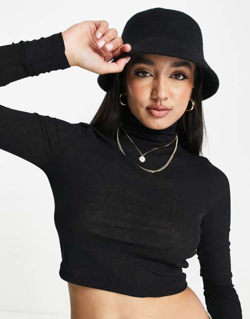 Mesh turtleneck clearance crop top