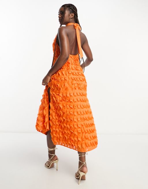 Zara orange outlet maxi dress