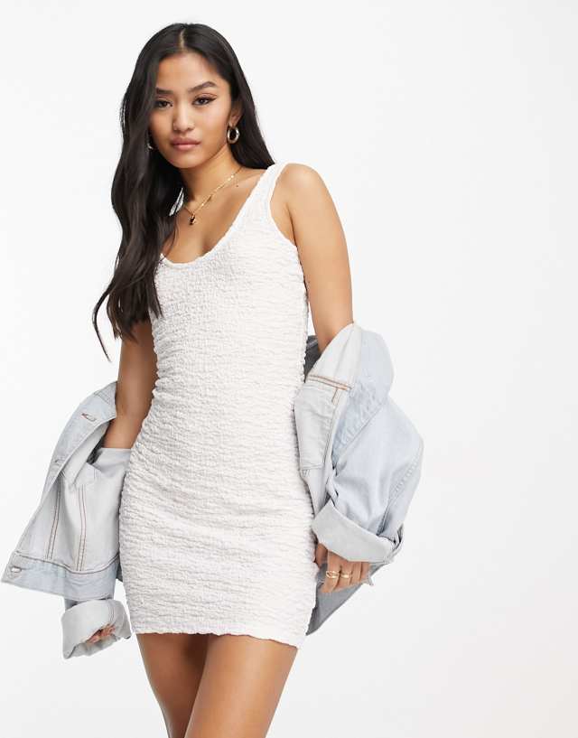 Miss Selfridge textured scoop dress in white