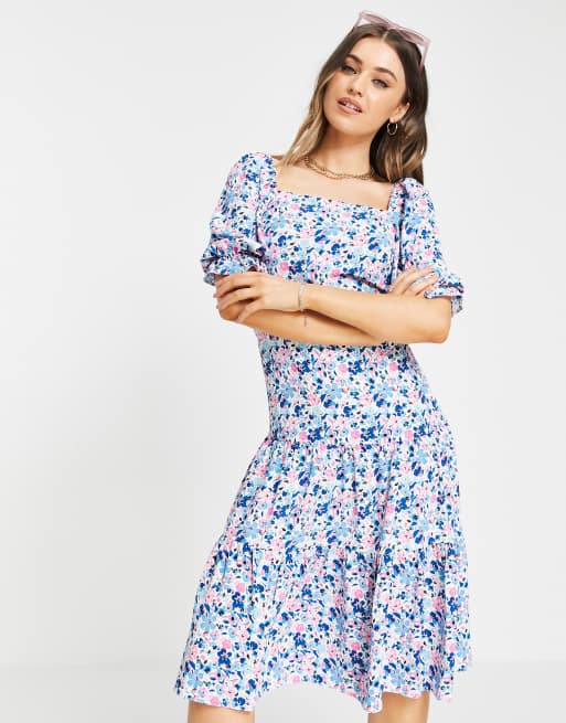 Miss Selfridge tie back midi dress in cluster floral
