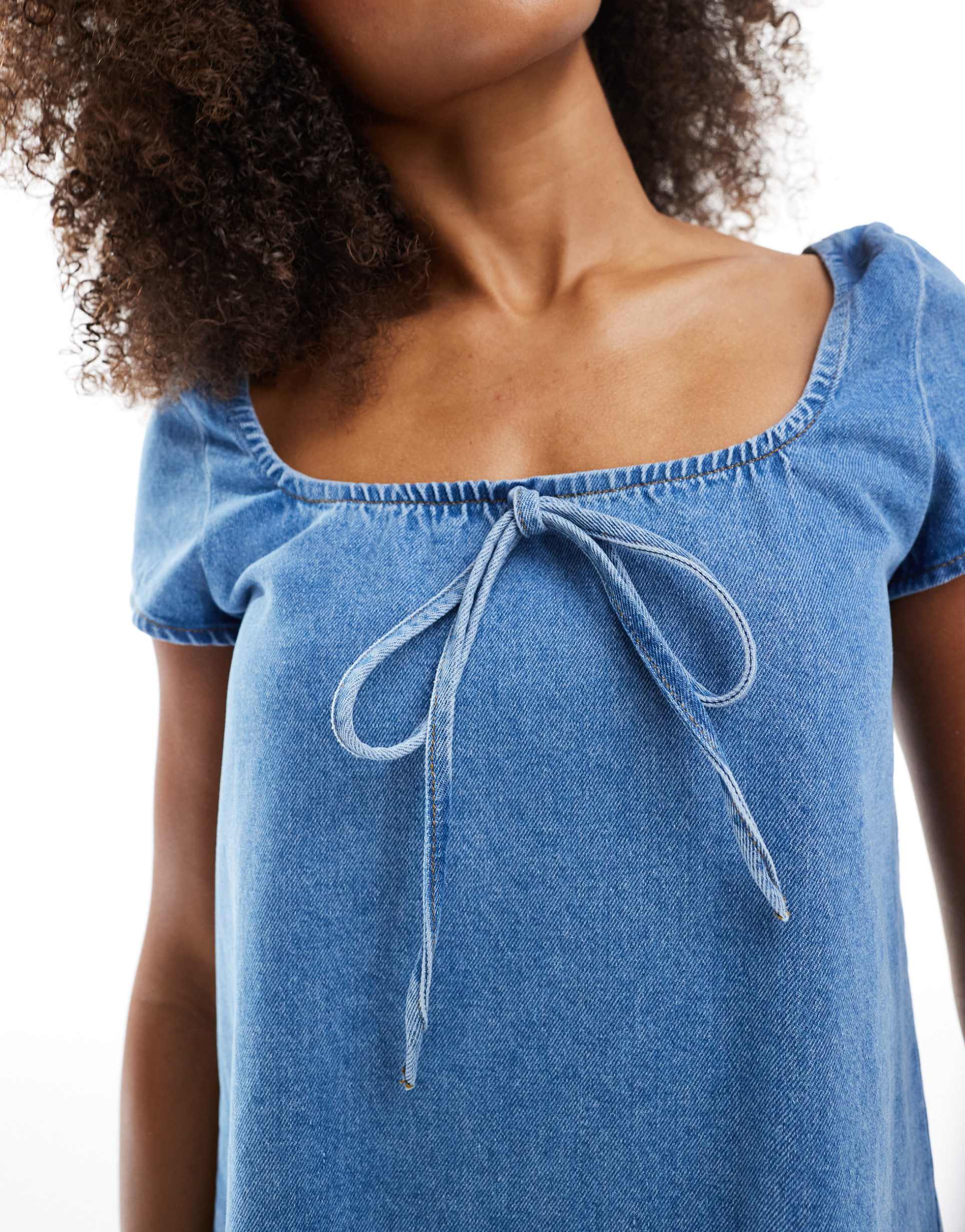 miss selfridge tie front denim mini dress
