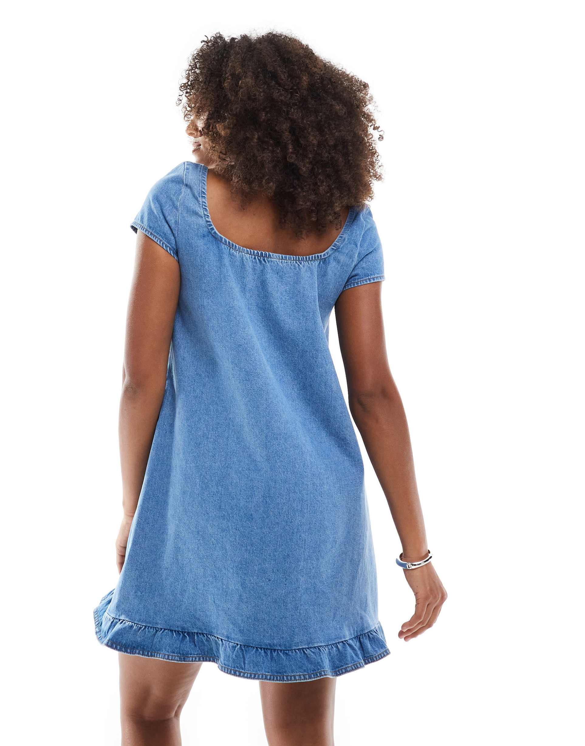 miss selfridge tie front denim mini dress