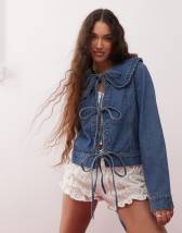 ASOS DESIGN denim smock mini dress with dropped waist