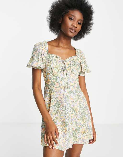 Floral fit and flare mini clearance dress