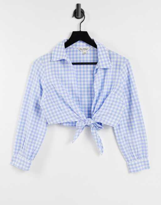 Gingham tie front on sale shirt