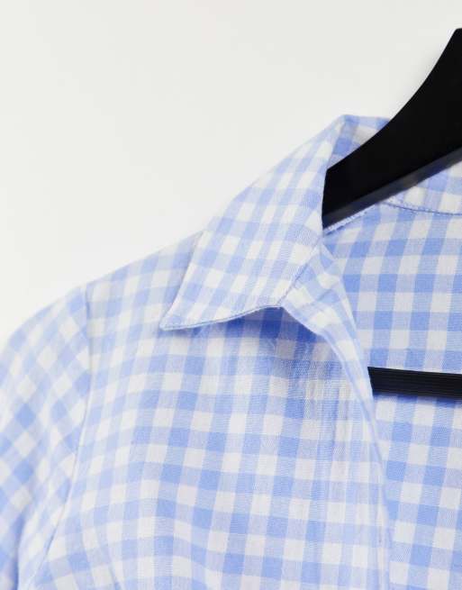 Gingham tie clearance front shirt