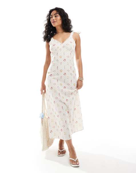 Miss Selfridge tie shoulder linen slip dress - view 1