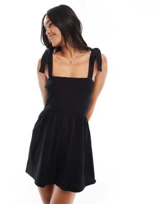 Shop Miss Selfridge Tie Shoulder Seersucker Romper