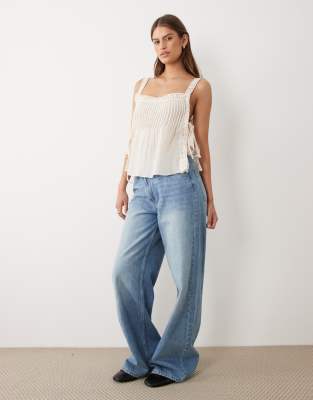 Miss Selfridge Tie Side Cami Top-neutral