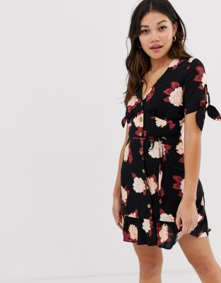 miss selfridge black floral dress