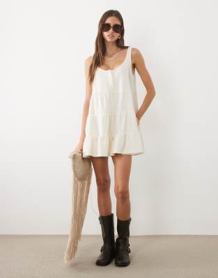Miss Selfridge Tiered Jersey Romper In White