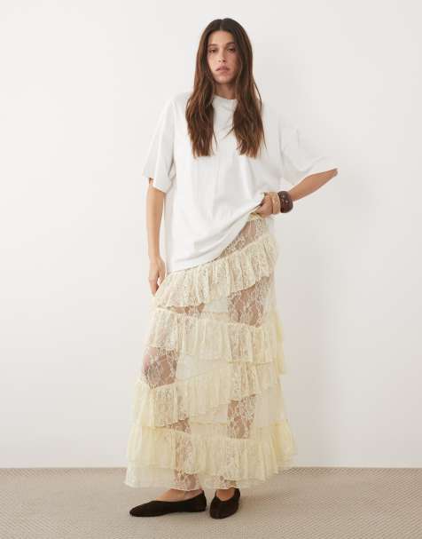 Miss Selfridge tiered lace maxi skirt - view 1