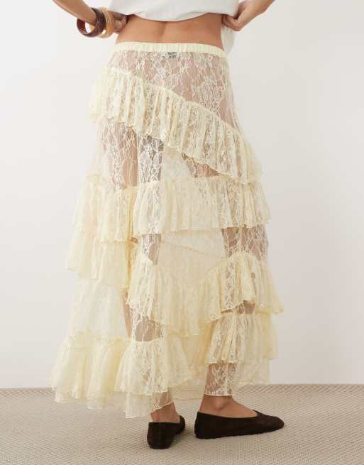 Miss Selfridge tiered lace maxi skirt, 2 of 5