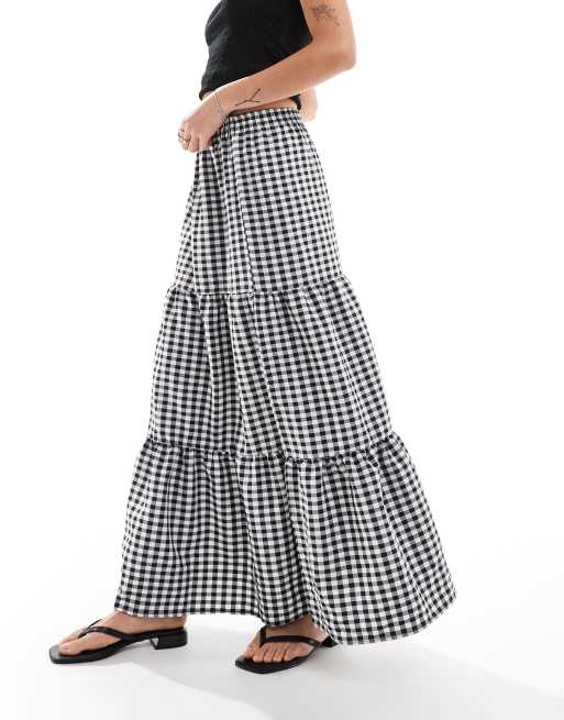 Miss Selfridge tiered maxi gingham skirt, 5 of 5