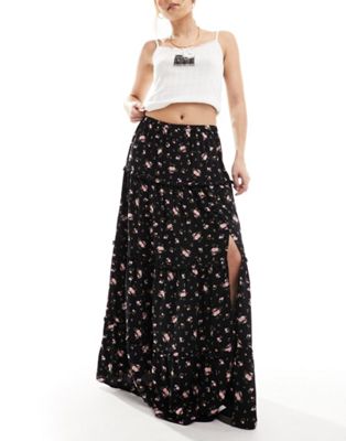 Miss Selfridge tiered maxi skirt in ditsy print - ASOS Price Checker
