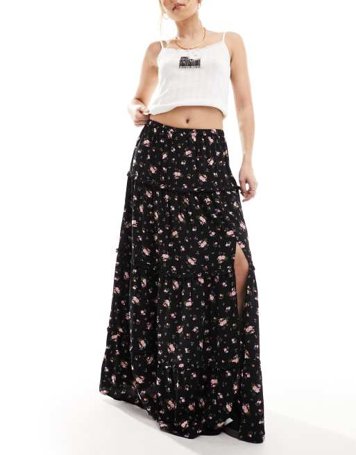 Miss Selfridge Tiered Maxi Skirt In Ditsy Print Asos 3874