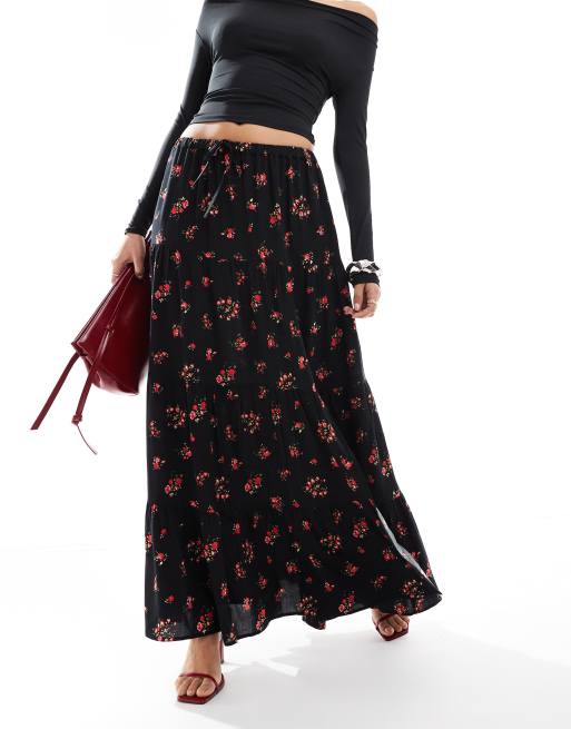 Miss Selfridge tiered maxi skirt in floral print, 4 of 5