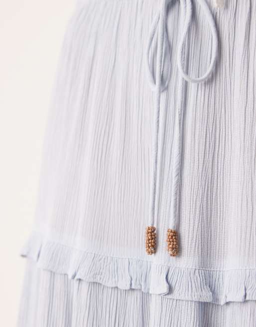 Miss Selfridge tiered maxi skirt in light blue