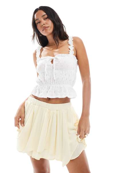 Miss Selfridge tiered mini skirt in buttermilk - view 1
