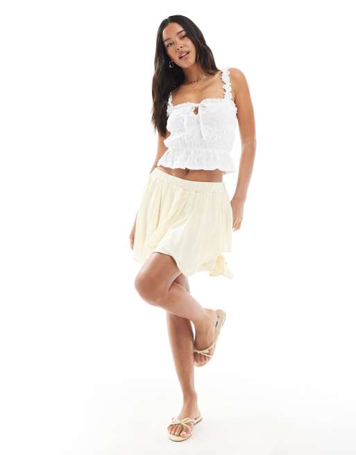 Miss Selfridge tiered mini skirt in buttermilk, 3 of 5