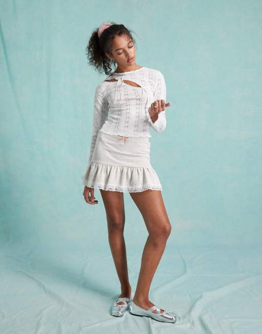 Miss Selfridge tiered mini skirt in grey
