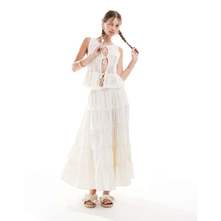 スカート Shirring Ribbon Tiered Long Skirt Ivory 206487890-1-cream?$n_750w$&wid