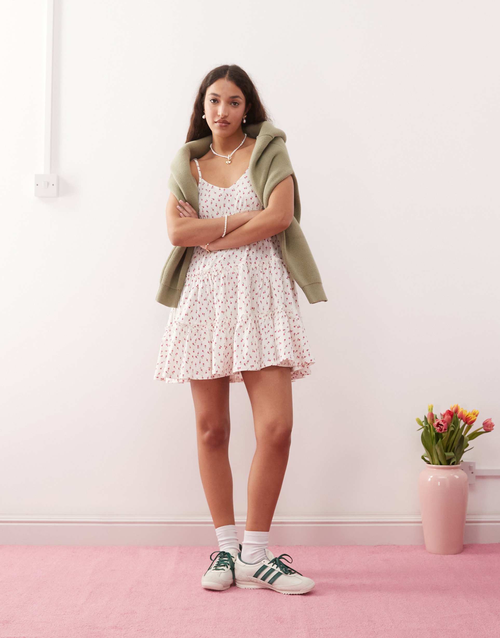 miss selfridge tiered smock mini dress in print