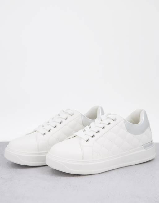 Miss Selfridge - Titan - Hardloopschoenen in wit met zilveren hielstuk