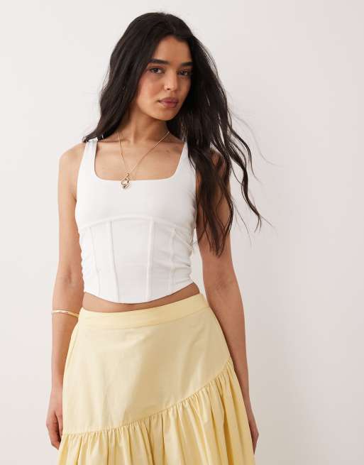 Miss Selfridge - Top a corsetto color crema