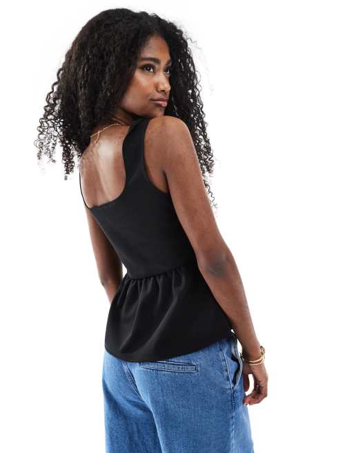 Miss Selfridge - Top a corsetto stile milkmaid nero in jersey, 4 di 4