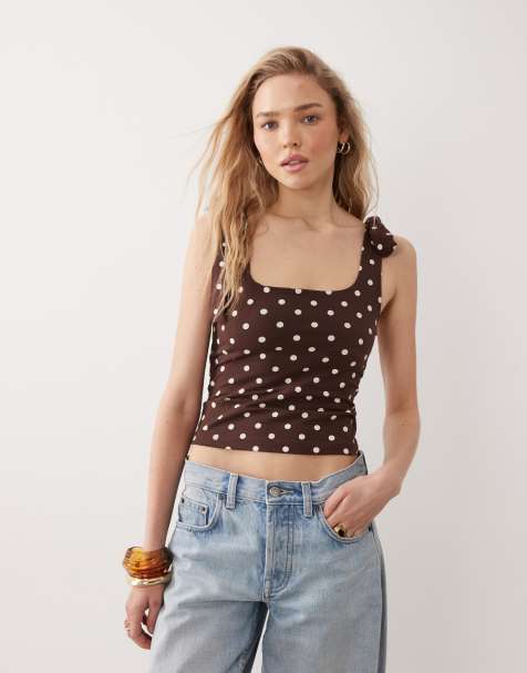 Miss Selfridge - Top à épaules nouées et motif à pois - view 1