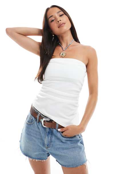 Miss Selfridge - Top a fascia asimmetrico color crema - view 1