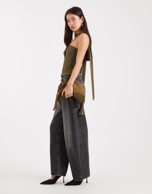 Miss Selfridge - Top a fascia color oro metallizzato, 2 di 4