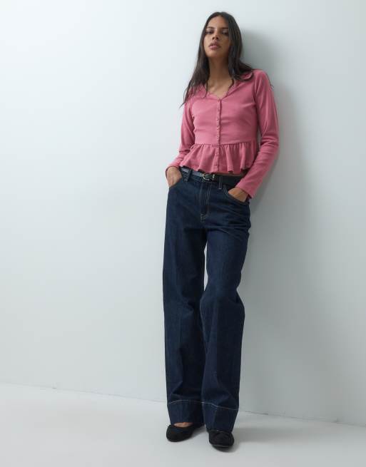 Miss Selfridge top à manches longues à basque rose, 2 de 4