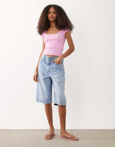 Top Corto Donna In Pizzo Con Maniche Lunghe E Scollo Quadrato: Maglia Aderente Elasticizzata In Cotone Per Uscite Serali E Vita Quotidiana (Nero)