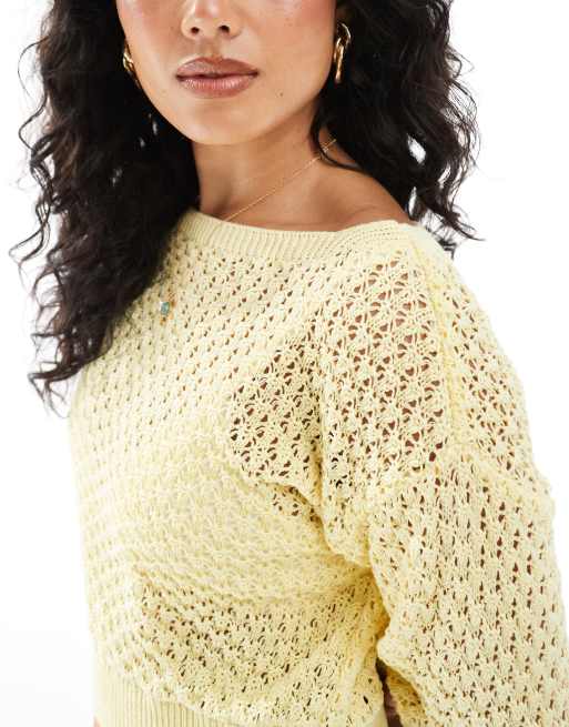 Crochet Maglione Con Collo A Barchetta Miss Selfridge Top A