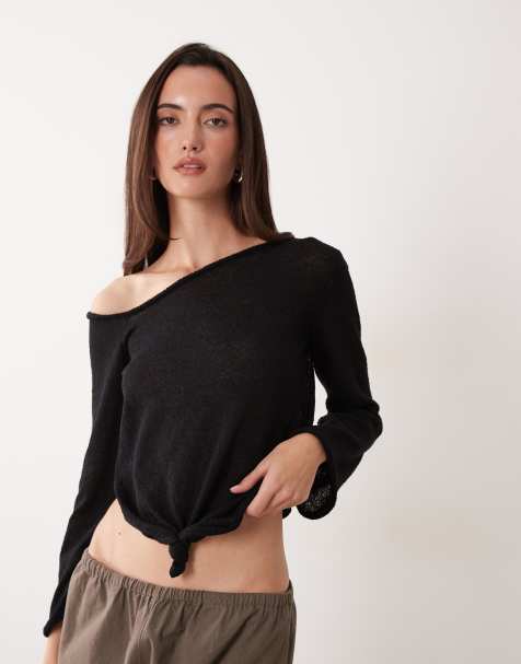 Miss Selfridge - Top a maniche lunghe con collo a imbuto nero in maglia trasparente - view 1