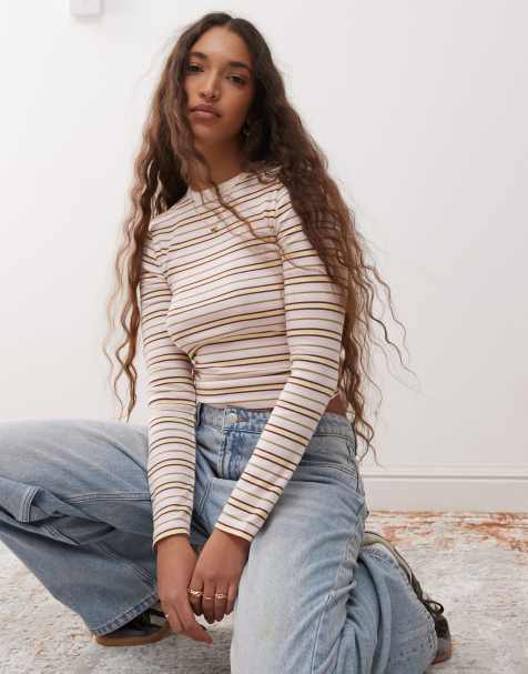 Miss Selfridge - Top a maniche lunghe rosa a righe - view 1