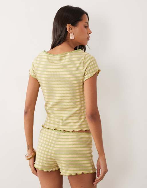 Miss Selfridge - Top a rayas de manga corta con abertura (parte de un conjunto), 3 de 4