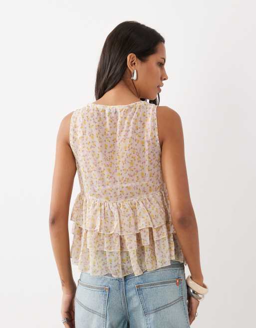 Miss Selfridge top a strati con nodo davanti a stampa a fiorellini, 4 di 4